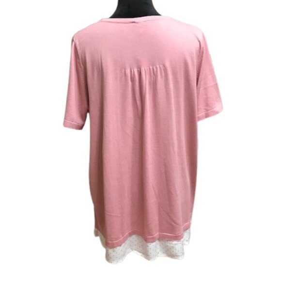 NWT Talbots Women's Layered Look Pink Sweater With polka dot mock shirt trim 1X - Picture 6 of 13